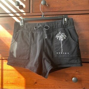 Hurley Women's Black Shorts with Palm Design
